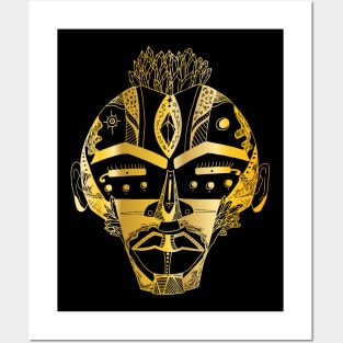 Gold African Mask 4 Posters and Art